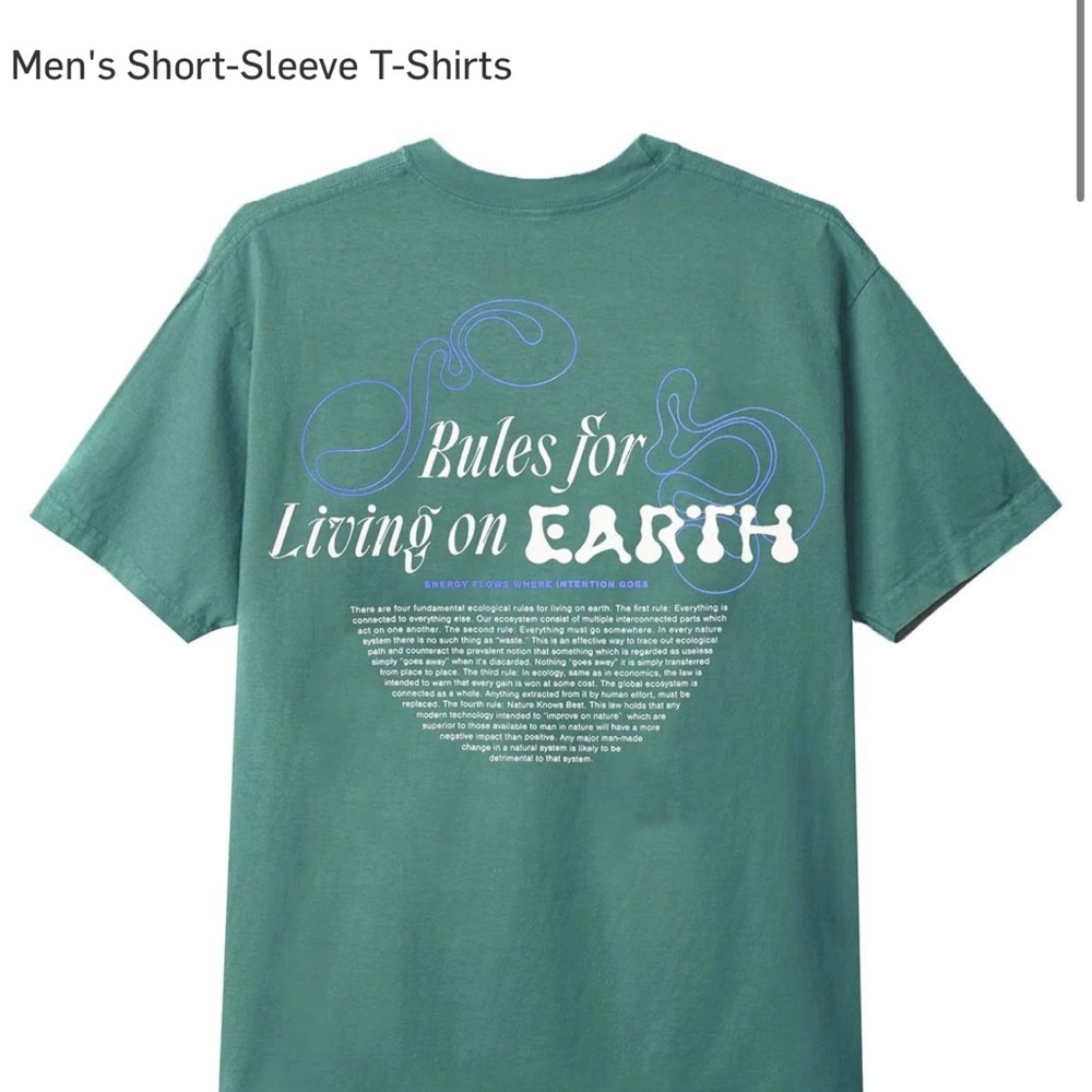 Green Short Sleeve Tee with Earth Graphic